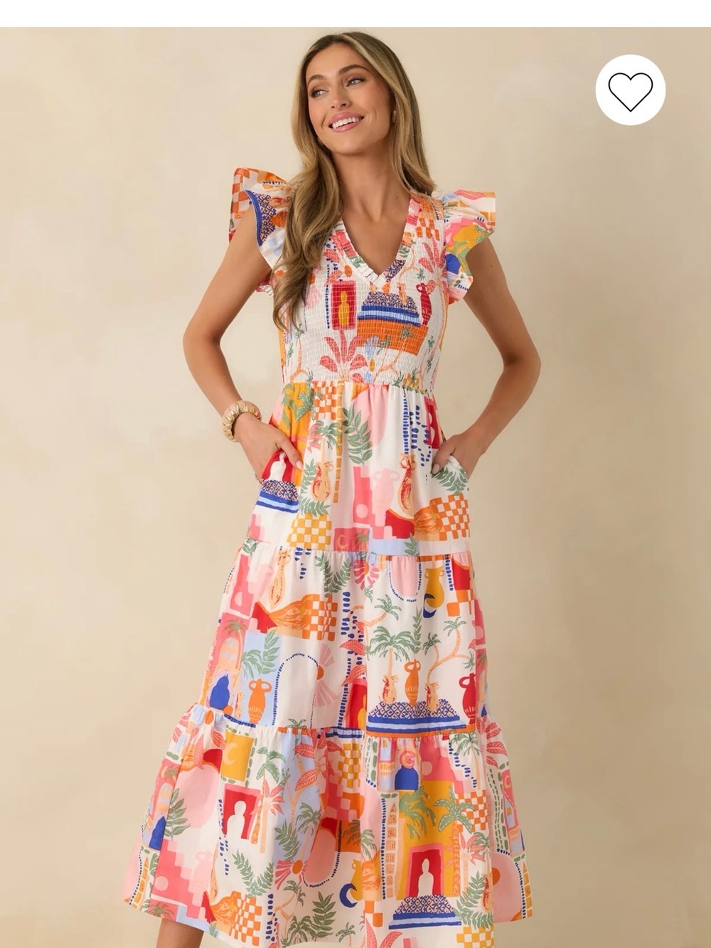 Red Dress Boutique V-Neck Maxi Dress in Multi-Color Floral print - Picture 3 of 4